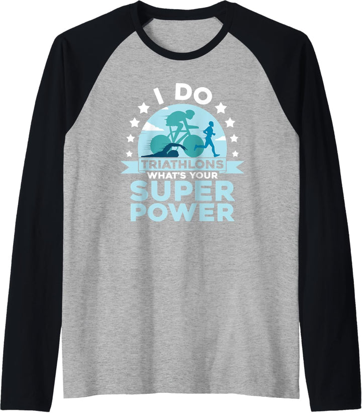Triathlet Fahrrad Laufen Schwimmen - Ausdauersport Triathlon Raglan