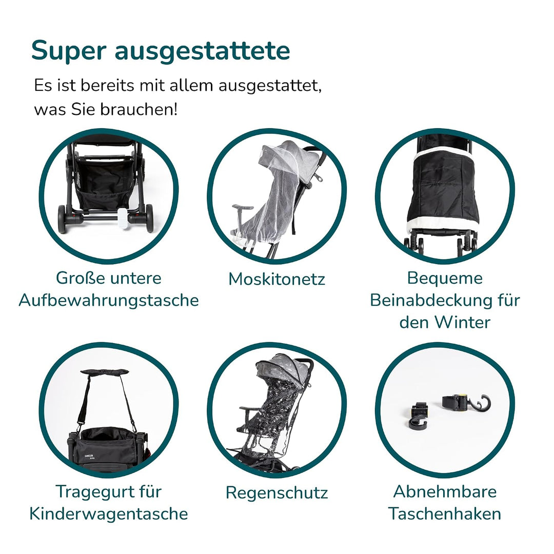 Leichtgewichtiger Kinderwagen buggy bis 25 kg - mit Liegefunktion, buggy klein zusammenklappbar,komp