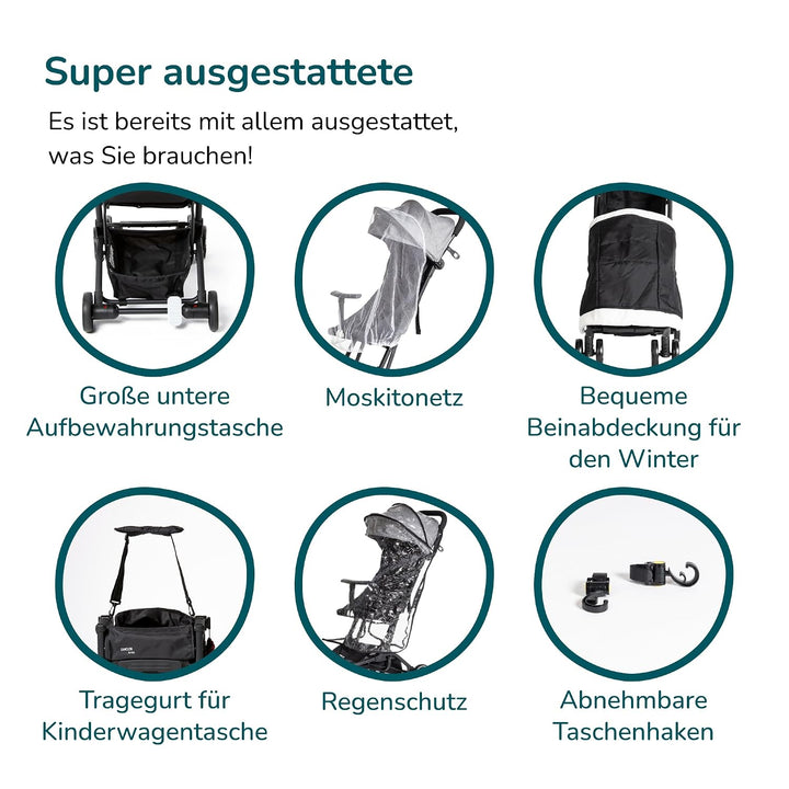 Leichtgewichtiger Kinderwagen buggy bis 25 kg - mit Liegefunktion, buggy klein zusammenklappbar,komp