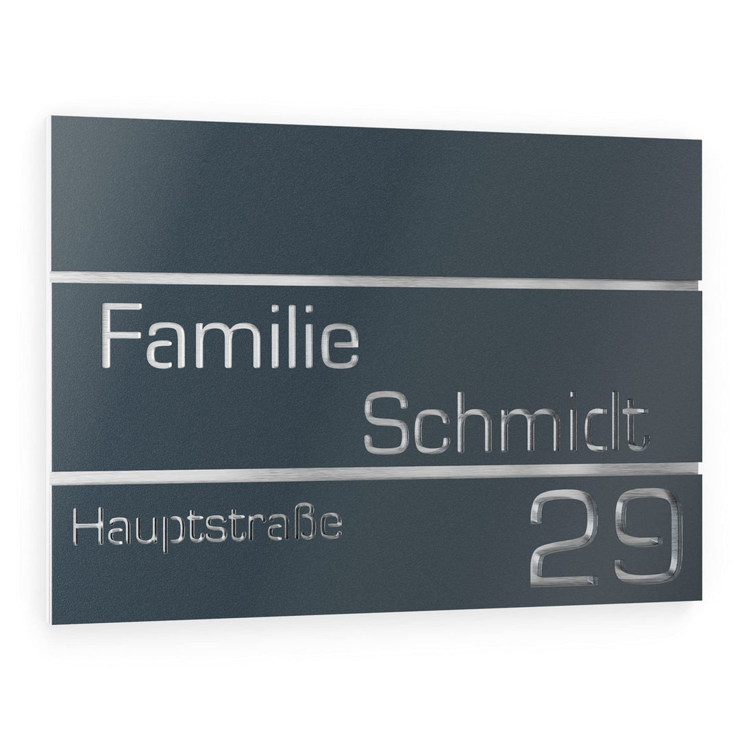 Graviers Design Hausnummer aus V2A Edelstahl 380x264mm - Anthrazit RAL 7016 - Rostfrei UV-beständig
