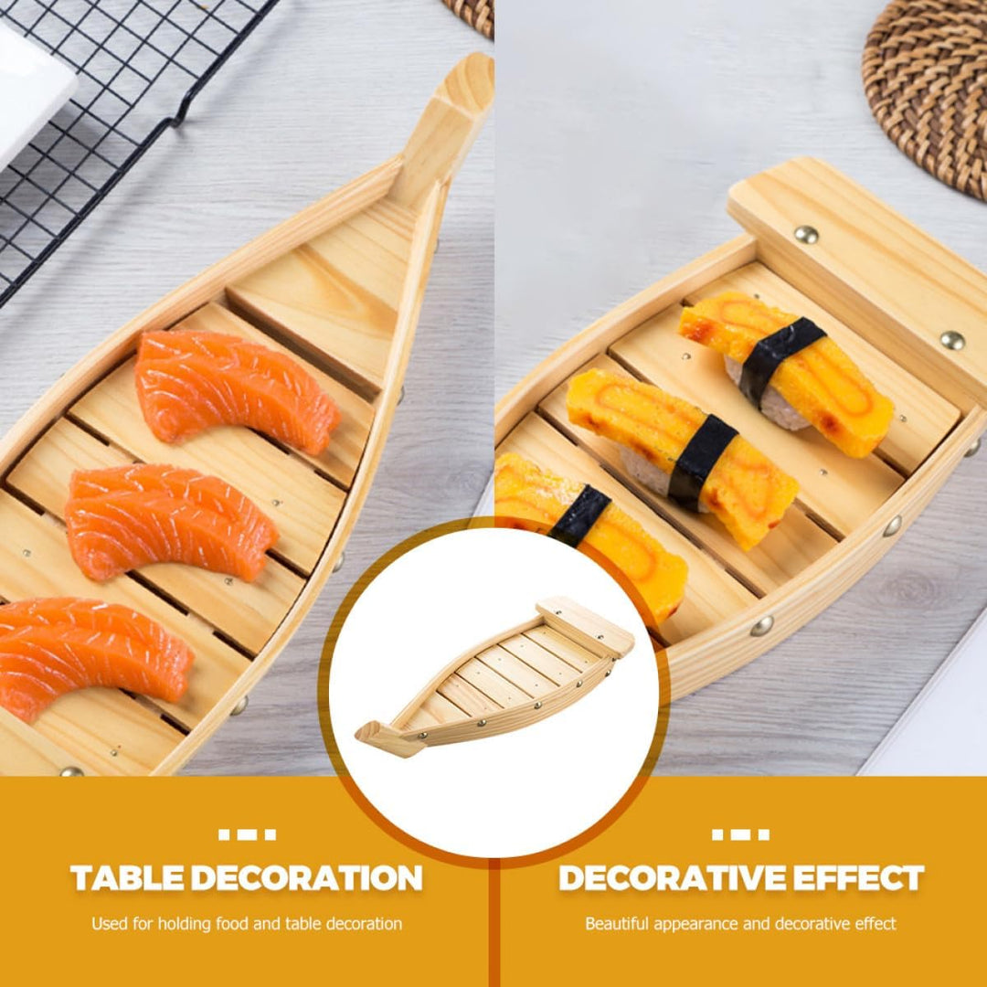TOPPERFUN Holz Sushi Boot Sashimi Servierplatte Kreatives Schiff design für Restaurant Hotel Familie