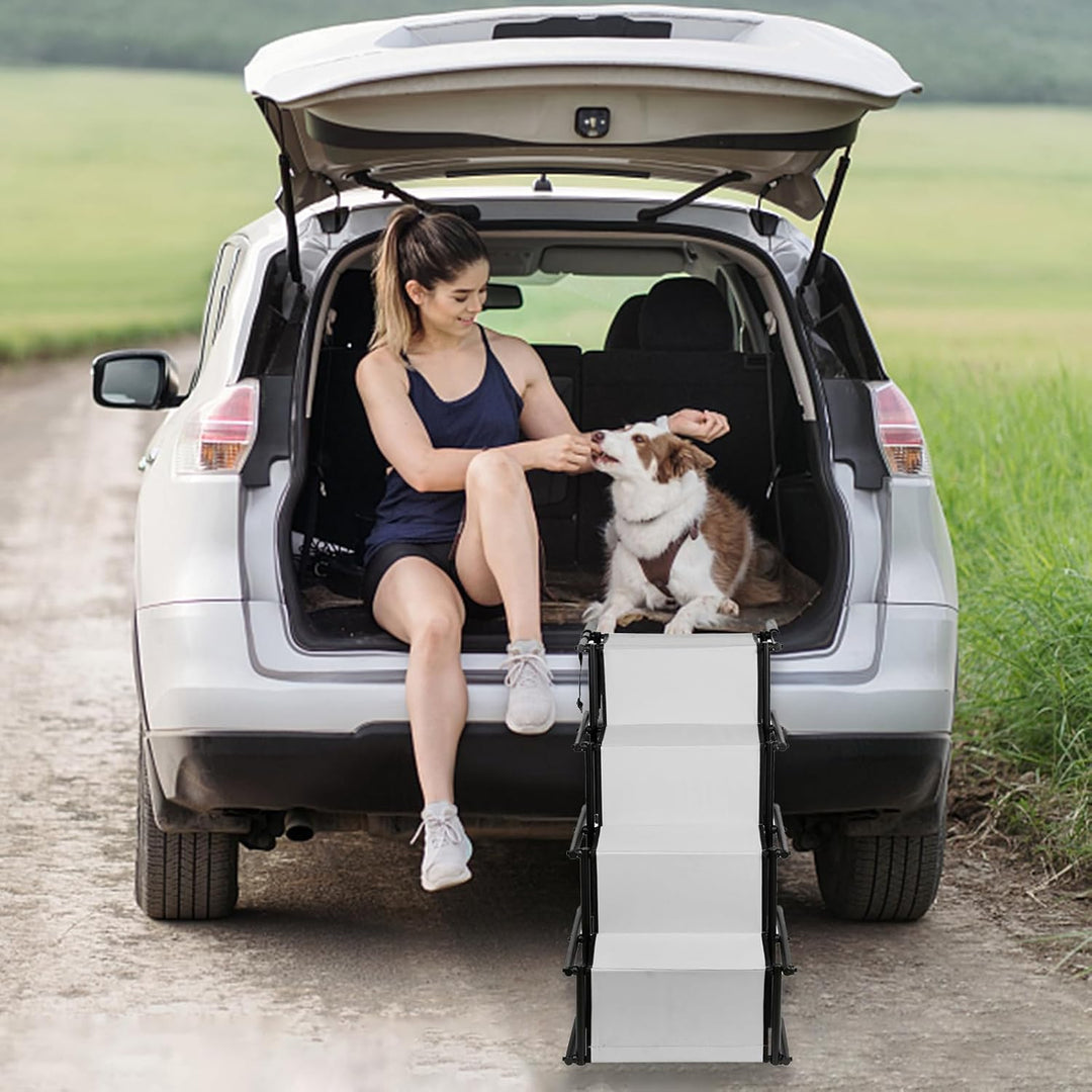MENGDA Hundetreppe Auto Klappbar, Hunderampe Auto, Autorampe Hundeleiter Faltbar, Gelenkschonende Hu