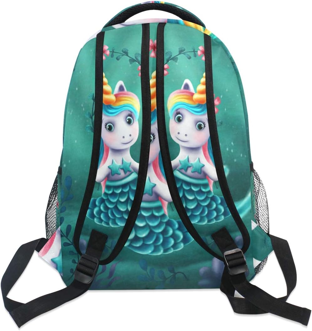 Süsse Meerjungfrau Einhorn Schulrucksack für Jungen Mädchen Kinder Reisetasche Bookbag