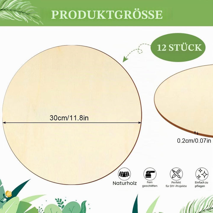 12 Stück Naturholzscheiben Holzscheiben 30cm Durchmesser Natürliche Holzplatte Rund zum Bemalen Unbe