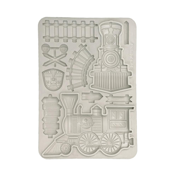 Stamperia KACMA549 Silicon Mould A5, Grey, 14,8 x 21 x 1,1 cm Silicon mold A5 - Train 14,8 x 21 x 1,