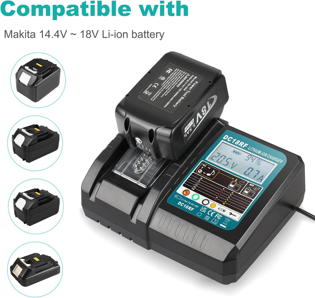 3.5A DC18RC Schnellladegerät Kompatibel mit Makita 14,4V-18V Li-Ion akku BL1815 BL1830 BL1840 BL1850