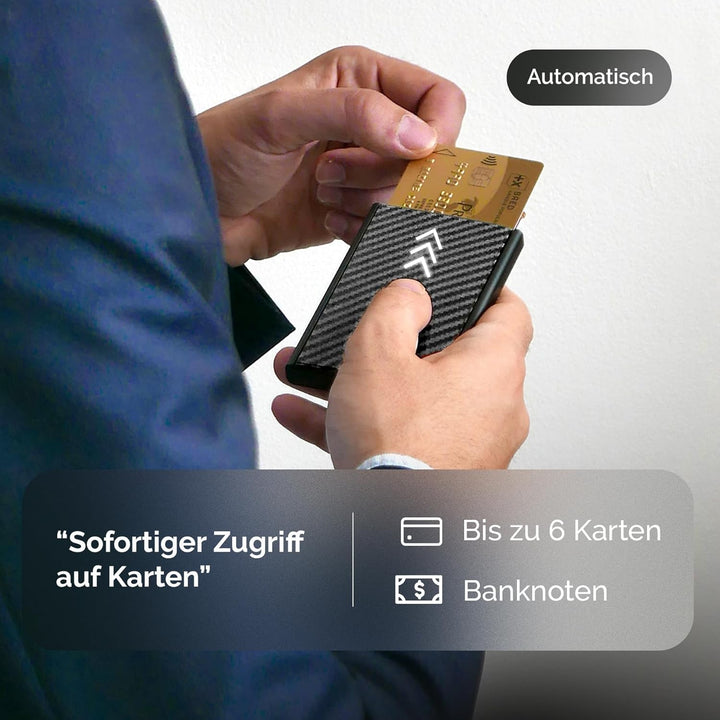 ÖGON -DESIGNS- Slider Kartenhalter aus Aluminium, rutschfest, automatisch, schmal, minimalistisch un