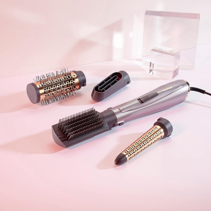BaByliss Air Style 1000 Warmluftbürste mit 4 Aufsätzen zum Trocknen, Locken, Glätten und für Volumen