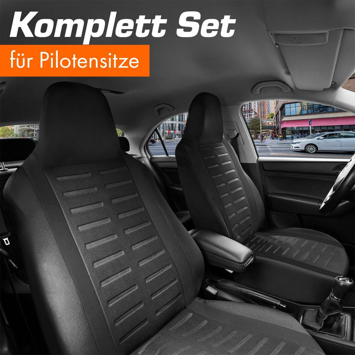 Upgrade4cars Autositzbezüge Set für Pilotensitze | Autositzbezug Komplettset in Schwarz | Autoschonb