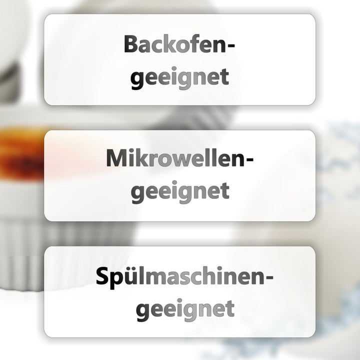 6x Schälchen Ø 9cm aus Keramik Ofenfest Creme Brulee Dessertschale Pasteten Tapas Soufflé Auflauf Fö