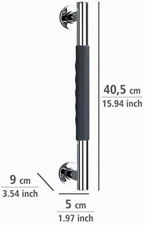 WENKO Edelstahl Wandhaltegriff Secura 40,5 cm - Bad-Sicherheitsgriff für Badewanne oder WC, Silikon,