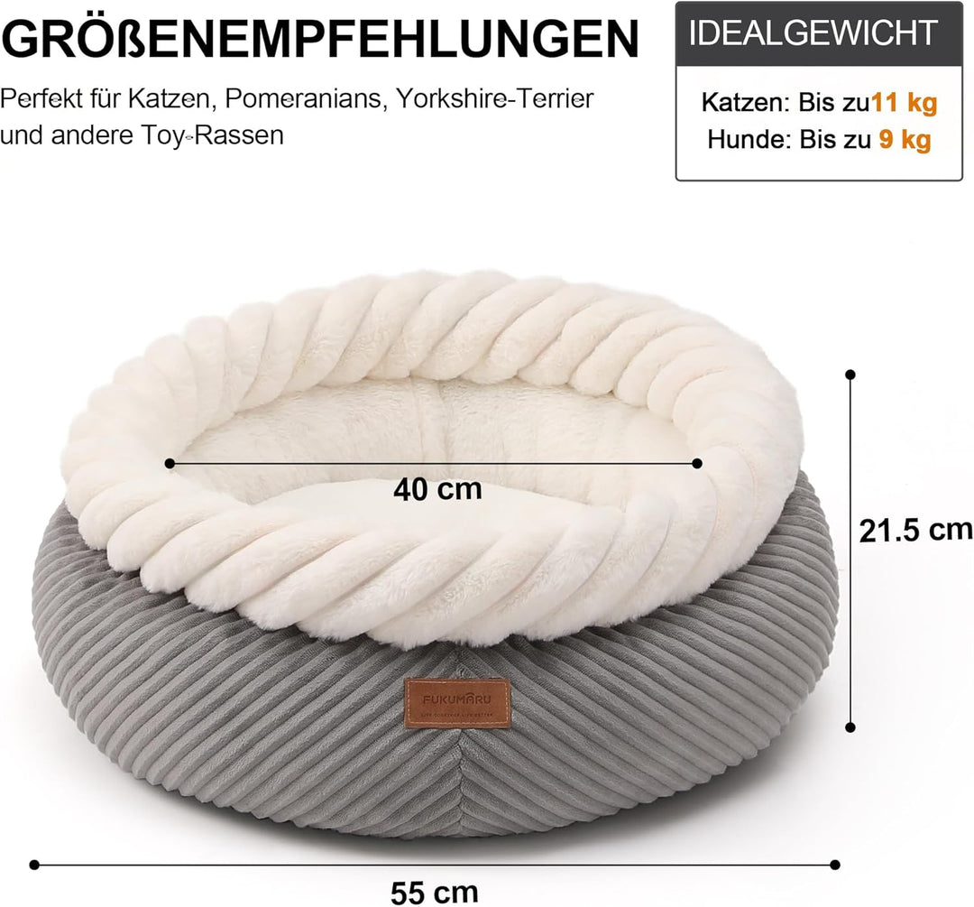 FUKUMARU Katzenbett waschbar Katzen Bettchen, 55x55x21cm Katzenkorb mit erhöhtem Rand, weiches Bett