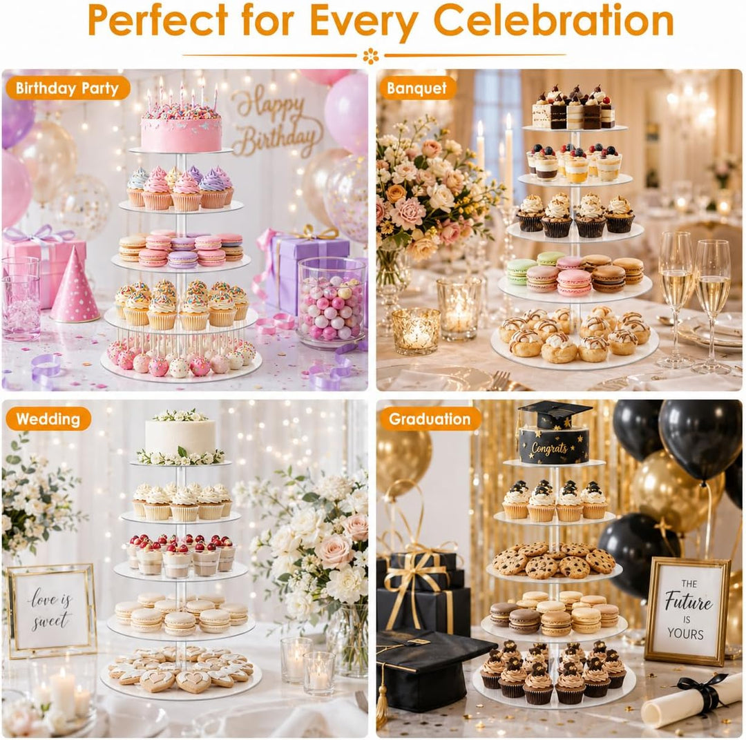 Cupcake-Ständer, 5 Etagen, rund, Acryl, Kuchenständer, Dessert-Tisch-Display-Set, Höhe Kunststoff, K
