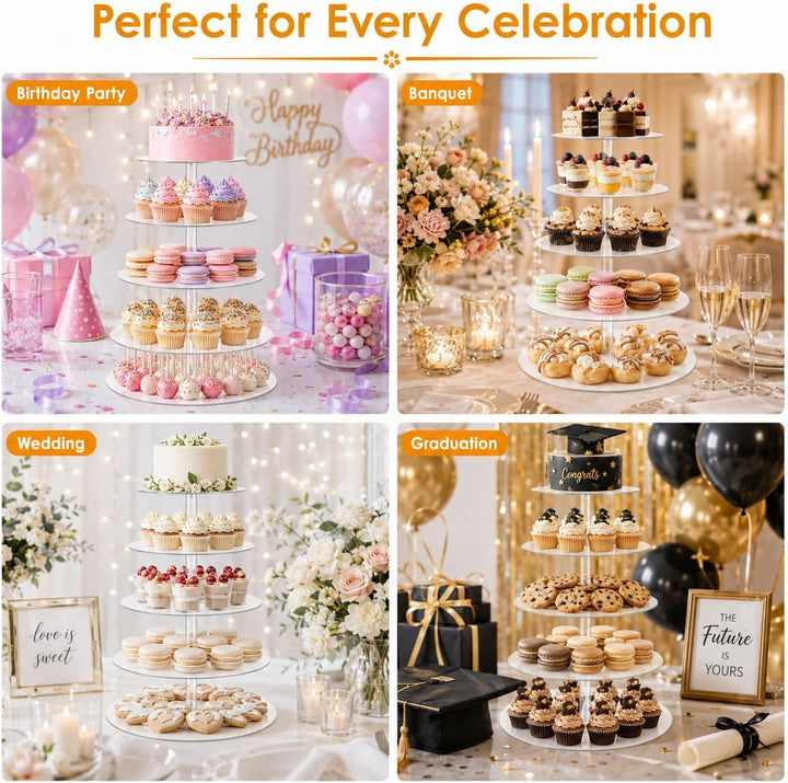 Cupcake-Ständer, 5 Etagen, rund, Acryl, Kuchenständer, Dessert-Tisch-Display-Set, Höhe Kunststoff, K