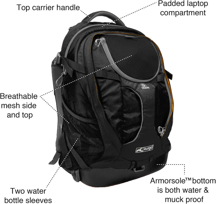 Kurgo G-Train Hunderucksack, Mit integriertem Haustierfach, Wasserfester Boden, Für Haustiere bis zu