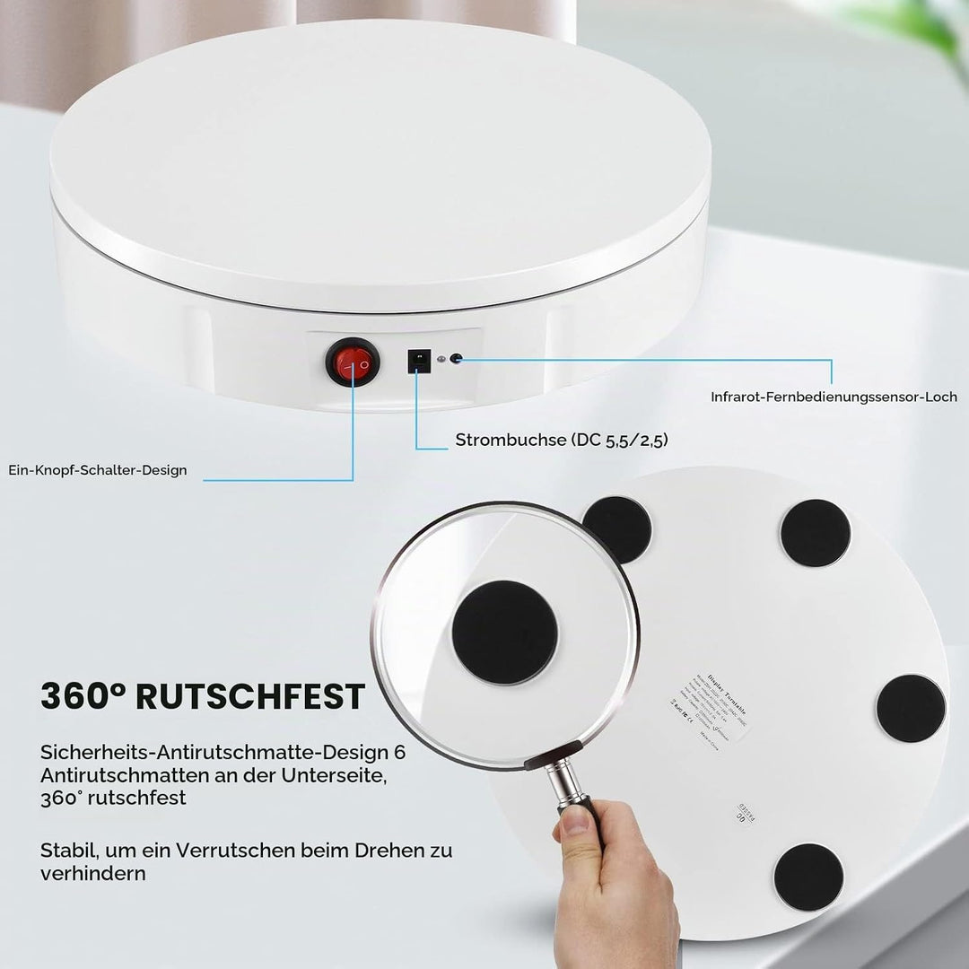 Drehteller Elektrisch, 30 cm 100 KG Drehscheibe Elektrisch mit Fernbedienung Einstellbare Geschwindi