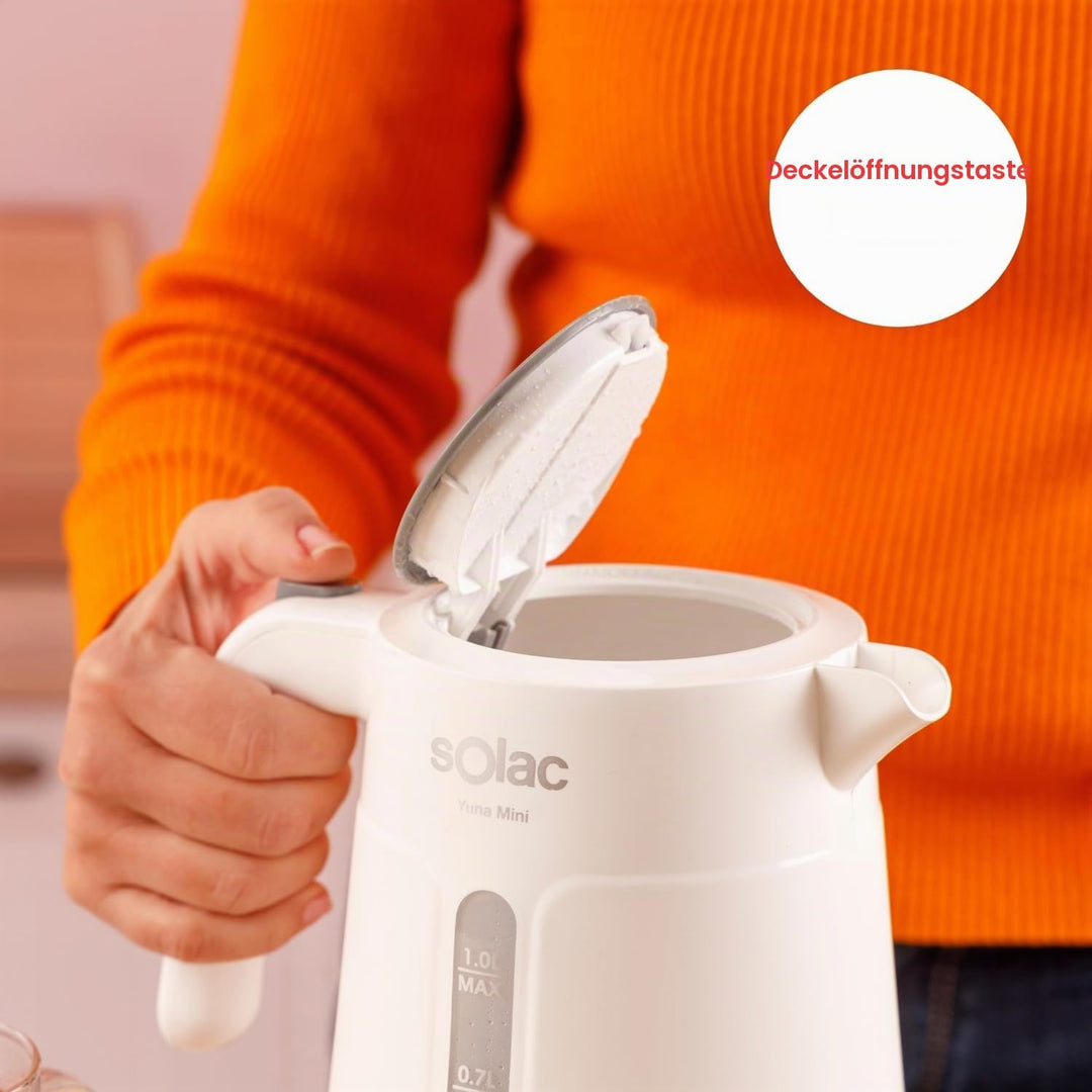 Solac – Elektrischer Wasserkocher Yuna Mini, 2200W, 1L, 360°-Basis, Automatische Absc