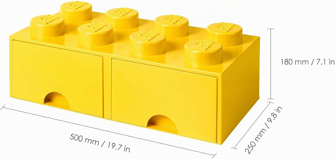 Lego Opslag Baksteen 8 met laden, Plastik, Gelb, 50,2 x 25,2 x cm, 1 Einheiten, Gelb