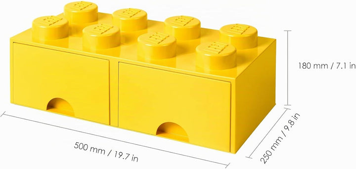 Lego Opslag Baksteen 8 met laden, Plastik, Gelb, 50,2 x 25,2 x cm, 1 Einheiten, Gelb