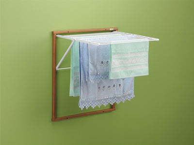 Arredamenti Italia Wandwäscheständer Kledy Wand, Holz - Klappbar - 6,5 mt Leine - Farbe: Kirsche Hol