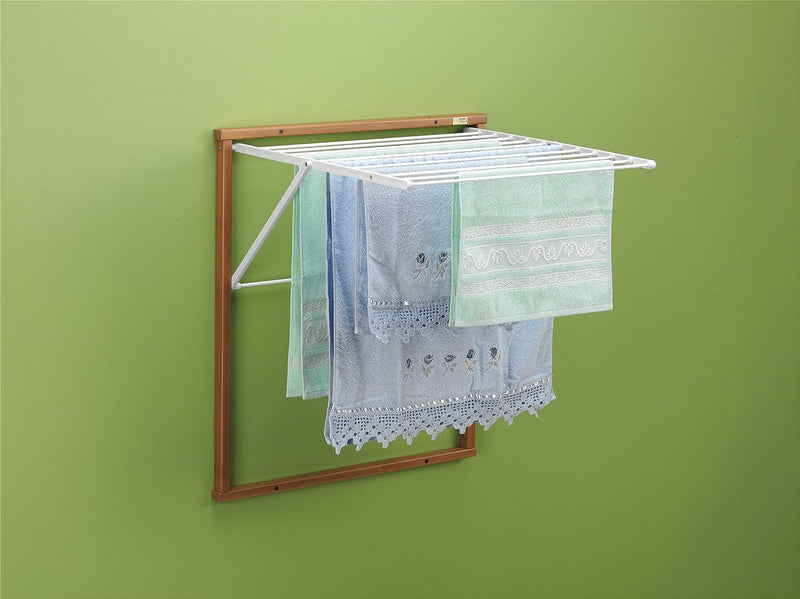 Arredamenti Italia Wandwäscheständer Kledy Wand, Holz - Klappbar - 6,5 mt Leine - Farbe: Kirsche Hol
