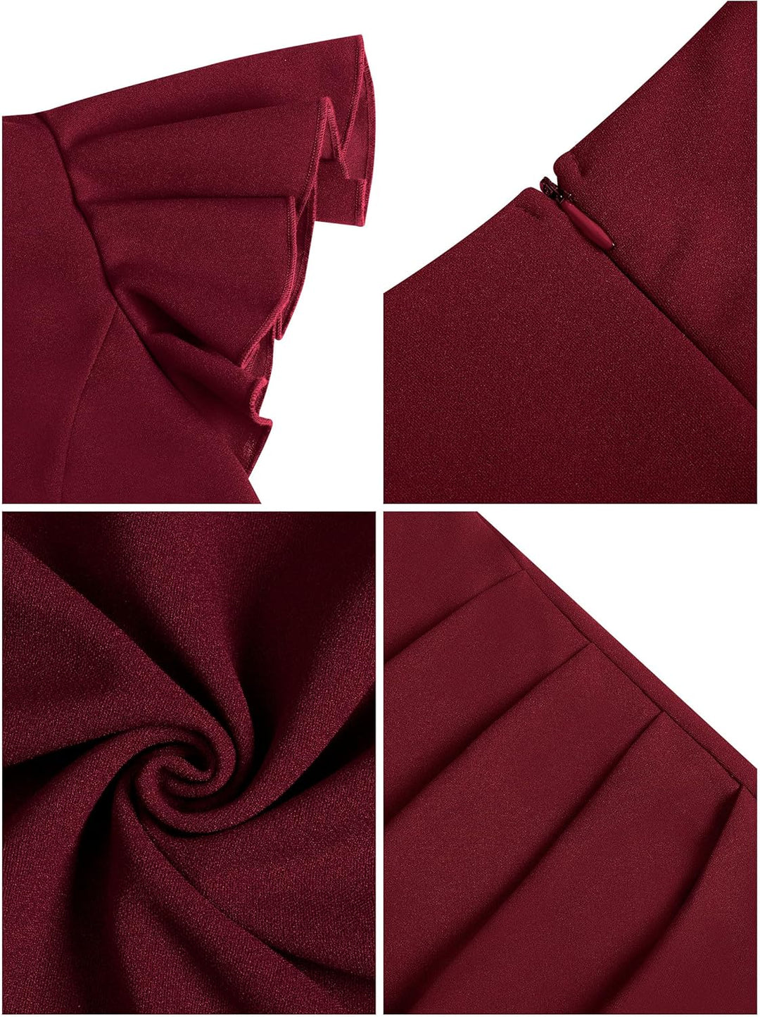 Missufe Damen Cocktailkleid Wickelkleid Partykleid Midikleid Sommerkleid Elegant Bodycon Vintage Rüs
