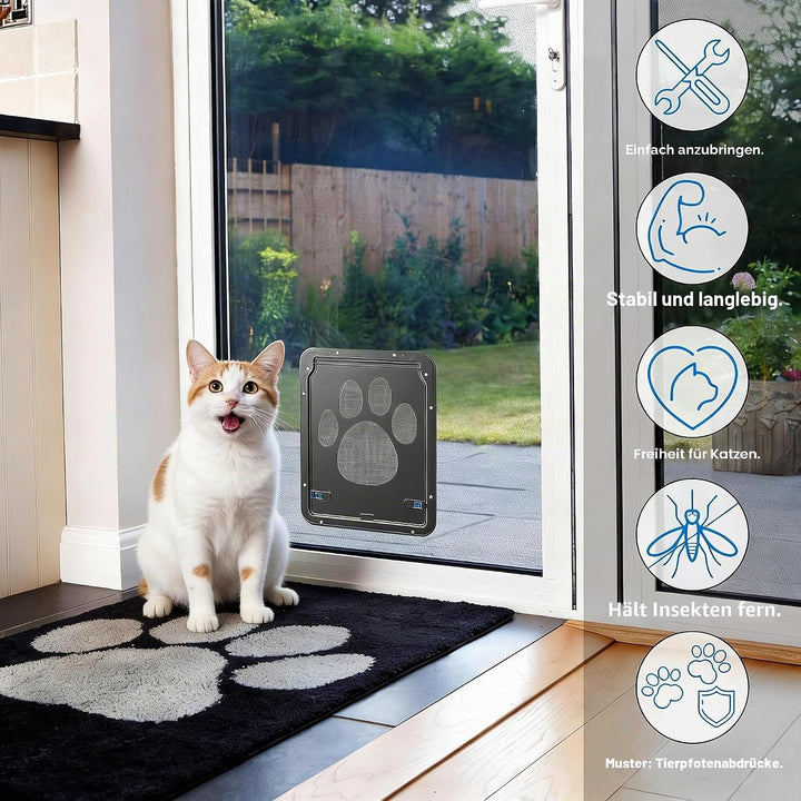 Haustierklappe Katzenklappe,Fliegengittertür Magnetische Katzentür mit Automatische Verschliessbare