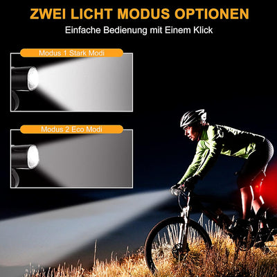 LED Fahrradlicht Set, STVZO Zugelassen Beleuchtungsset Fahrradlicht Set Frontlicht + Rücklicht Fahrr