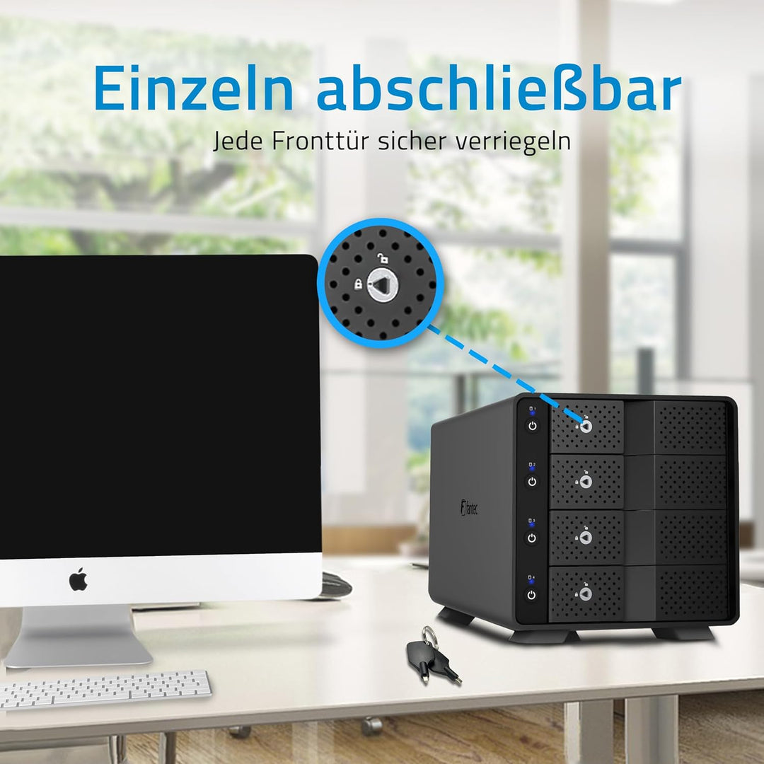 FANTEC MB-X4U31 4fach USB3.2 Gen2 Festplattengehäuse für 4X SATA 3,5/2,5 Zoll SSDs und HDDs, Transfe