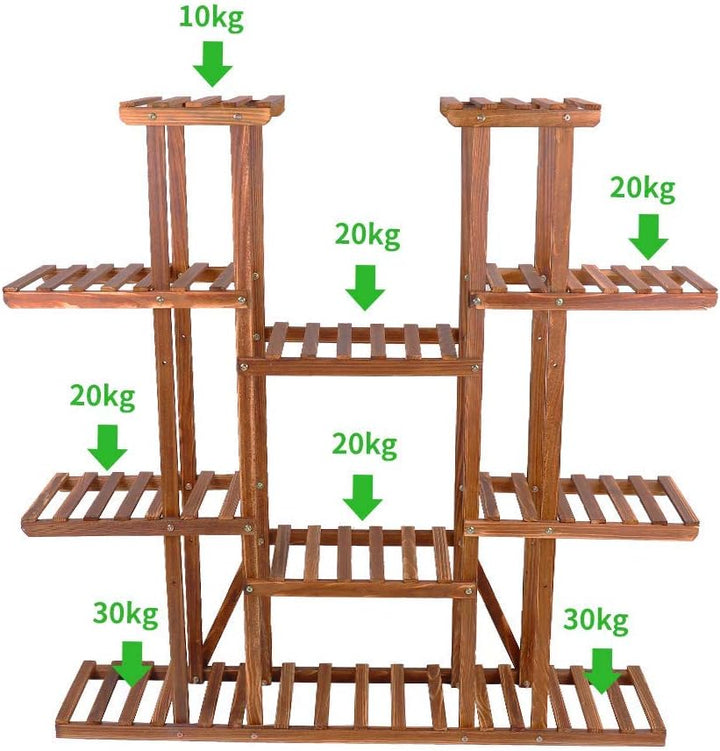 unho Pflanzenregal Holz, Extra Gross Blumenregal mit 11 Ebenen, Blumenständer Garten, Pflanzentreppe