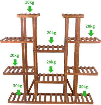 unho Pflanzenregal Holz, Extra Gross Blumenregal mit 11 Ebenen, Blumenständer Garten, Pflanzentreppe