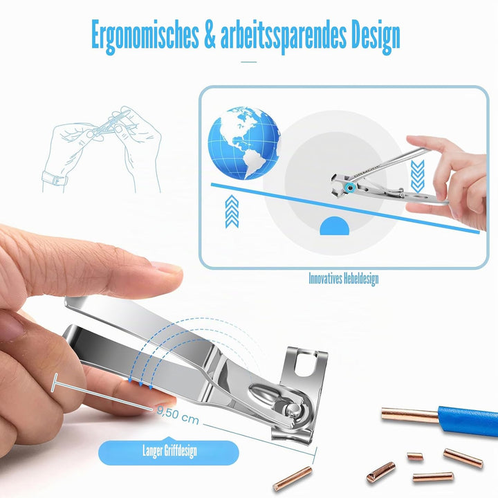 DRMODE Nagelknipser Set, Zehennagelknipser für dicke Nägel mit breiter Backenöffnung und scharf gebo