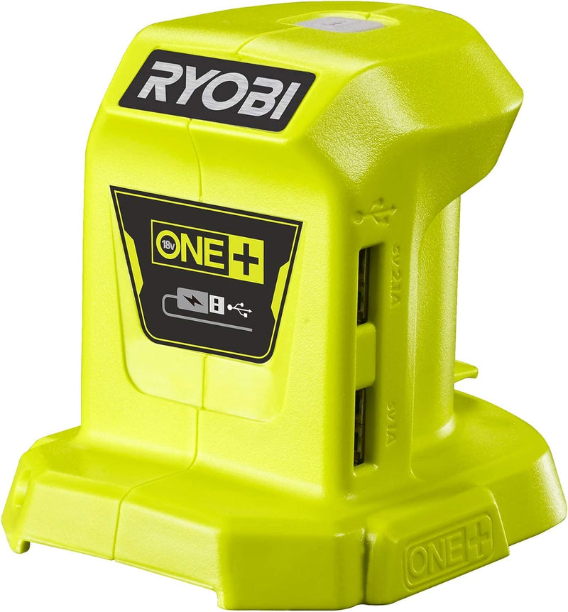 RYOBI 18 V ONE+ Akku-USB Adapter R18USB-0 (Ladeanschlüsse 1,0 A/2,1 A, ohne Akku und Ladegerät), Akk