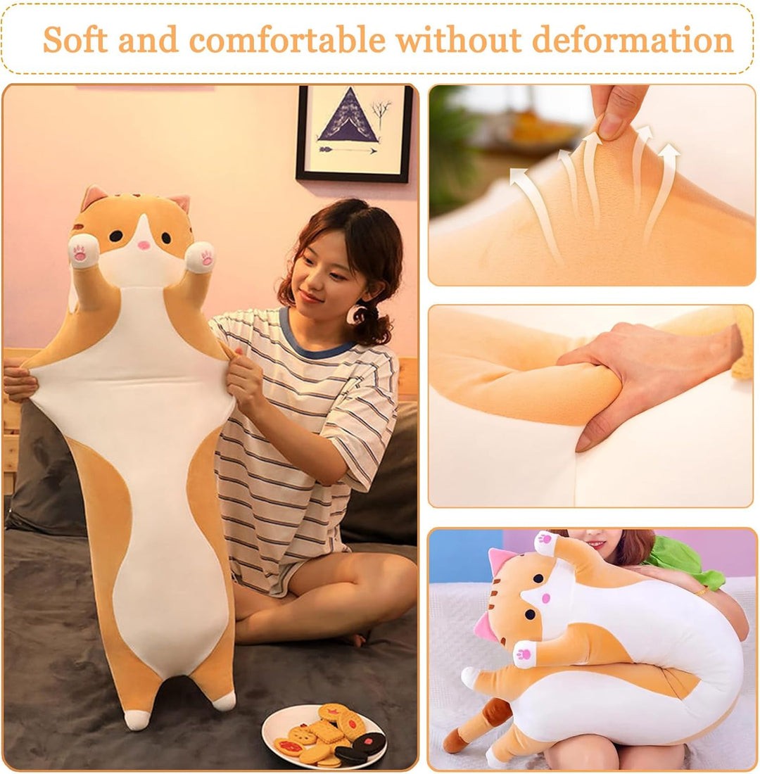 Aiuidun Lange Katze Kuscheltier Stofftiere Katzen Plüsch Kisse Süsse Kätzchen Plüschtier Schlafkisse