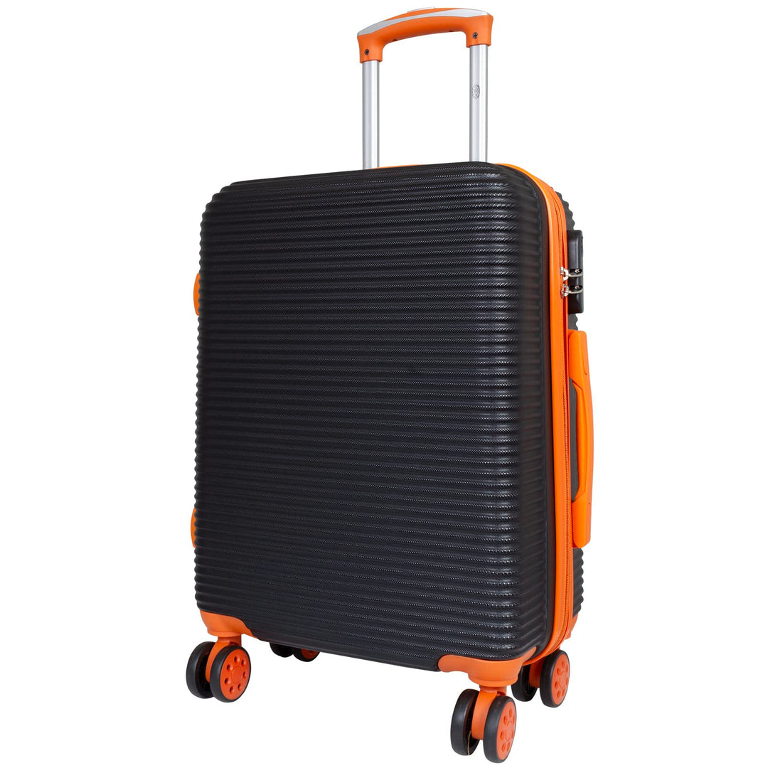 Trendyshop365 Handgepäck klein Hartschale Santorin 55cm, 37 Liter, 4 Rollen, Zahlenschloss, schwarz-