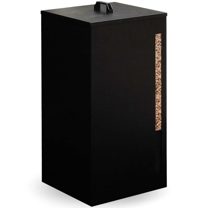 IDMarket - Pelletbehälter schwarz Kapazität 45 kg Pelletaufbewahrung 36 x 36 x 76 cm