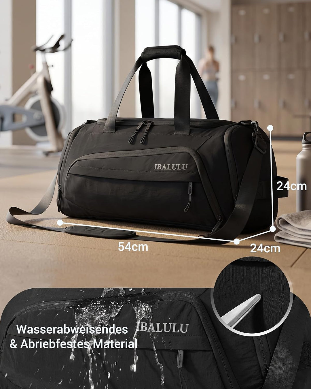 Sporttasche mit Rucksackfunktion - Reisetasche mit Schuhfach und Nassfach, Wasserdicht Gym Bag für H
