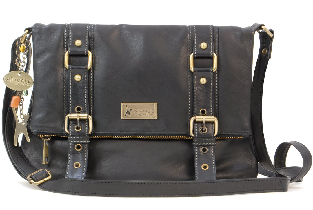 Catwalk Collection Handbags - Leder - Umhängetasche - ABBEY ROAD Schwarz, Schwarz