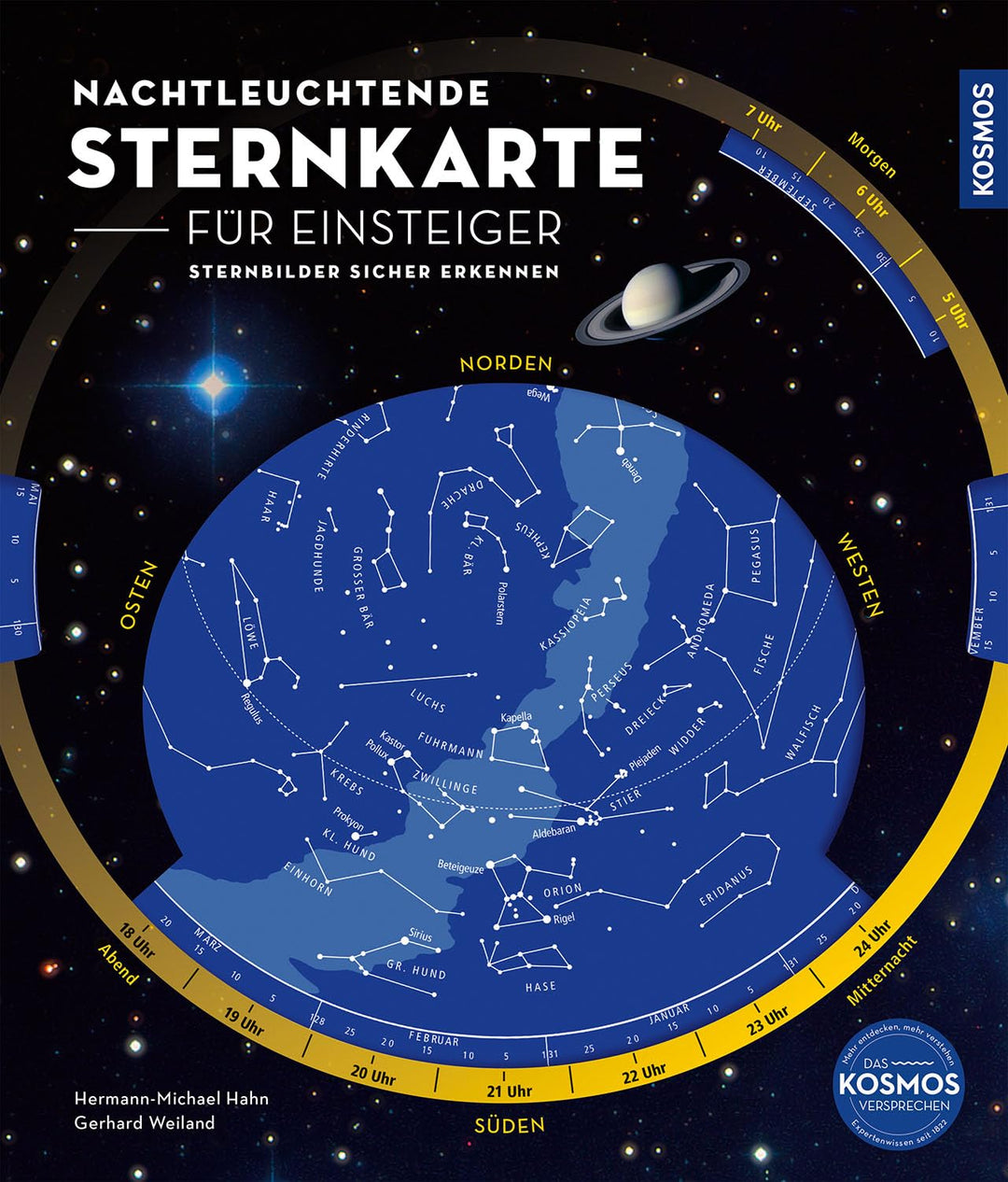 Nachtleuchtende Sternkarte für Einsteiger: Einfach drehen, sicher erkennen. Die grosse Sternkarte mi