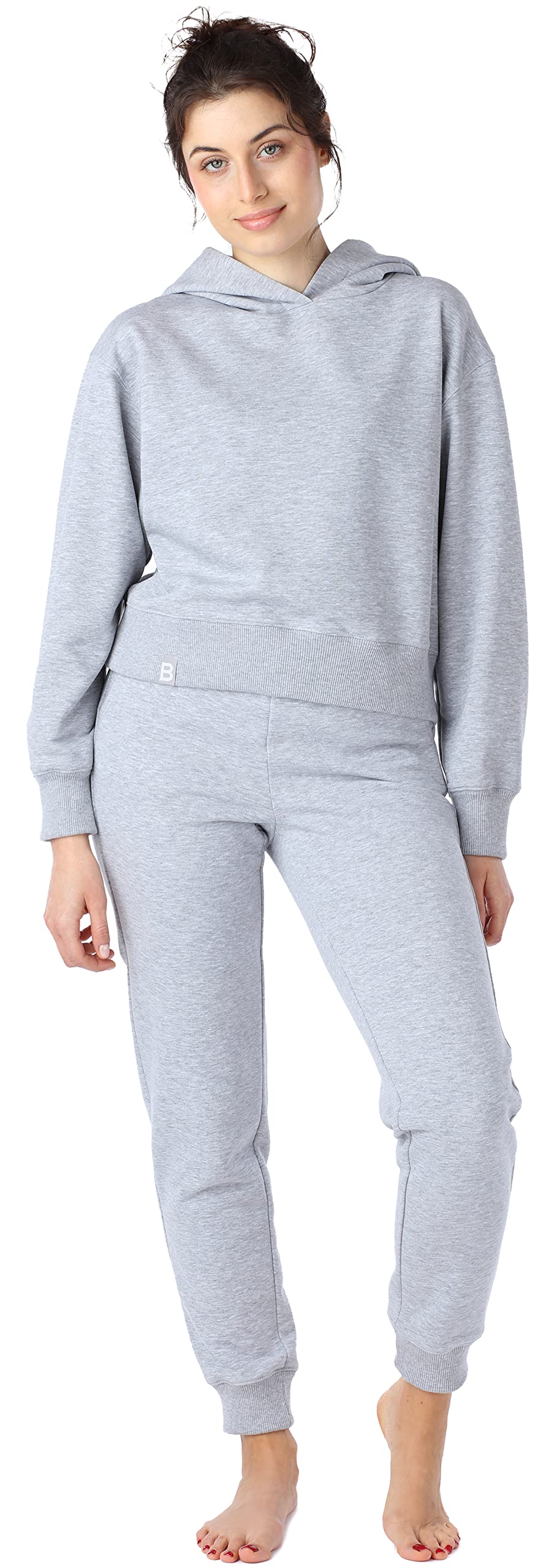 Bellivalini Sportanzug Damen Jogginganzug aus Baumwolle Zweiteiler Lange Ärmel BLV222 S Melange, S M