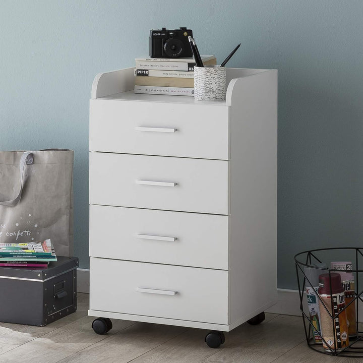 FineBuy Rollcontainer 40 x 70,5 x 33 cm, Schreibtisch-Container Rollschrank 4 Schubladen, Moderner S