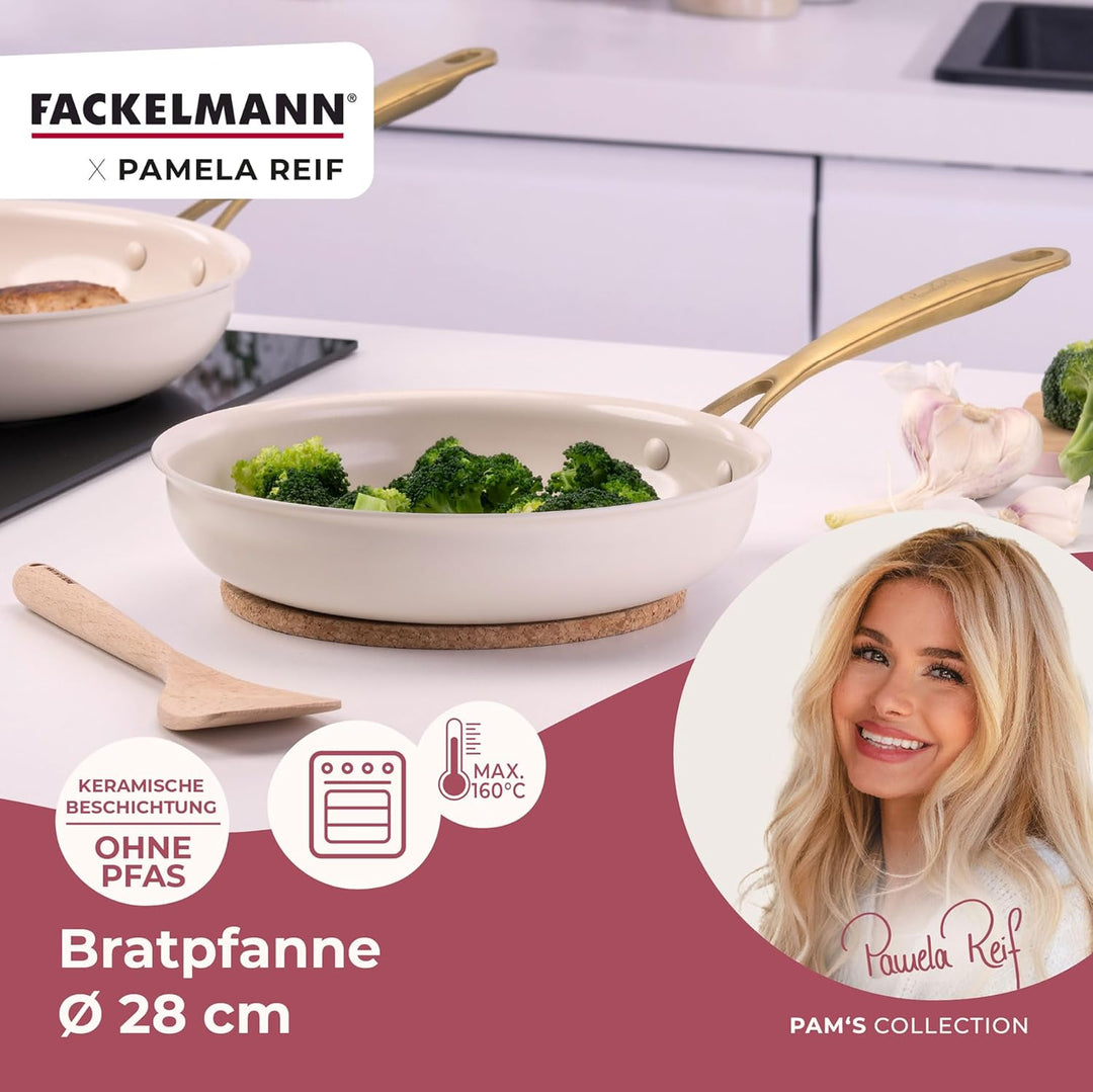 FACKELMANN x Pamela Reif Bratpfanne Ø 28 cm – aus recyceltem Aluminium mit PFAS-freier keramischer B