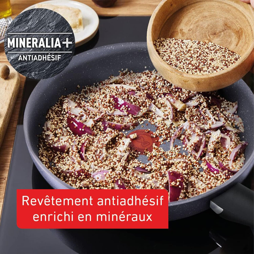 Tefal Natural On Induction G2801902 Grillpfanne, antihaftbeschichtet, 26 cm, Dunkelgrau