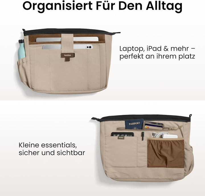 tomtoc Puffer Laptop Tragetasche für Damen, 17,5L Tote Bag für 15,6 16 Zoll Laptop, Leichte Schulter
