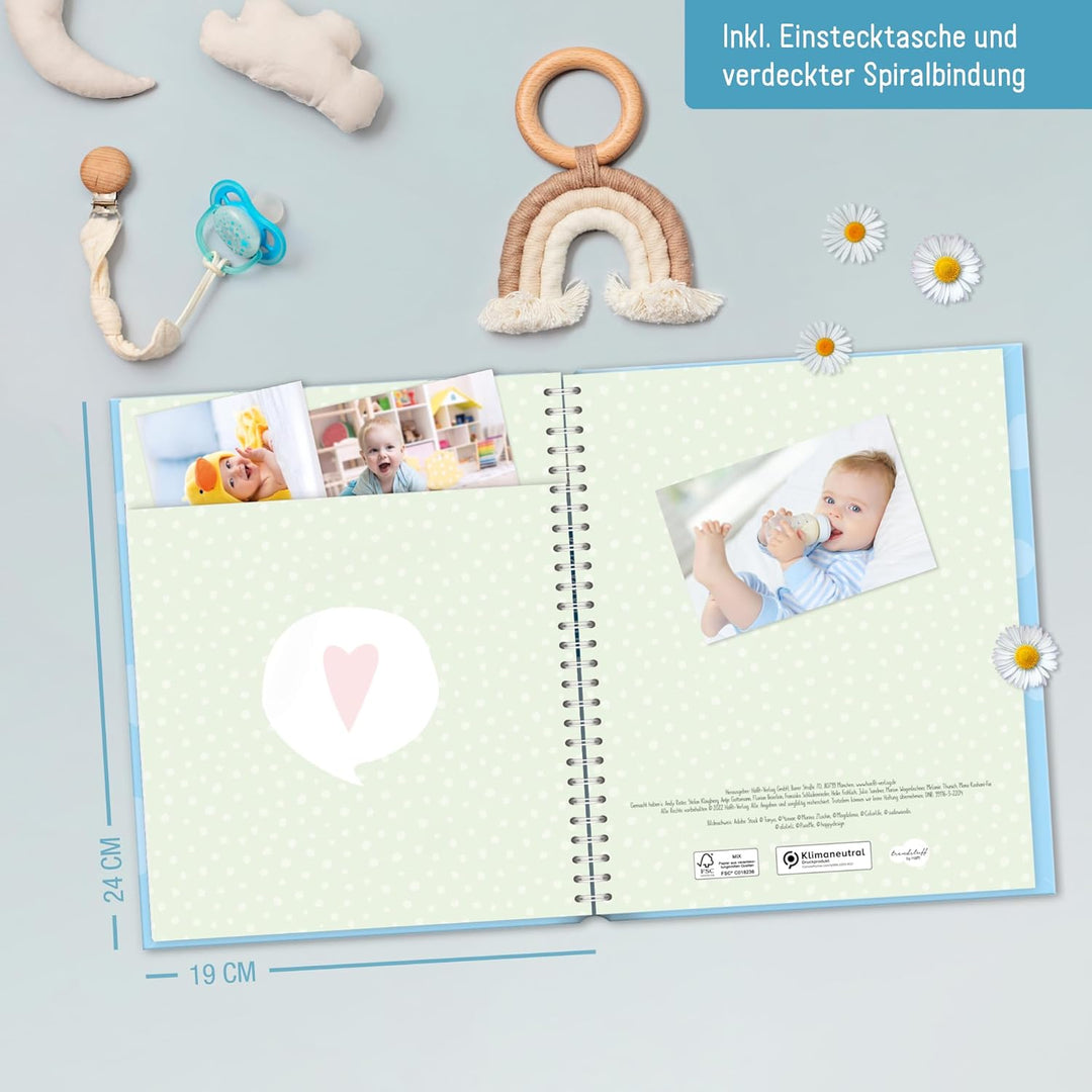 Häfft® Babyalbum "Little Rocket" Baby-Tagebuch für Schwangerschaft und das erste Jahr - Erinnerungsa