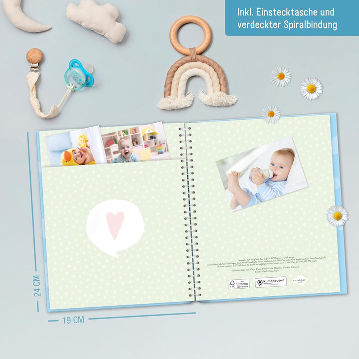 Häfft® Babyalbum "Little Rocket" Baby-Tagebuch für Schwangerschaft und das erste Jahr - Erinnerungsa