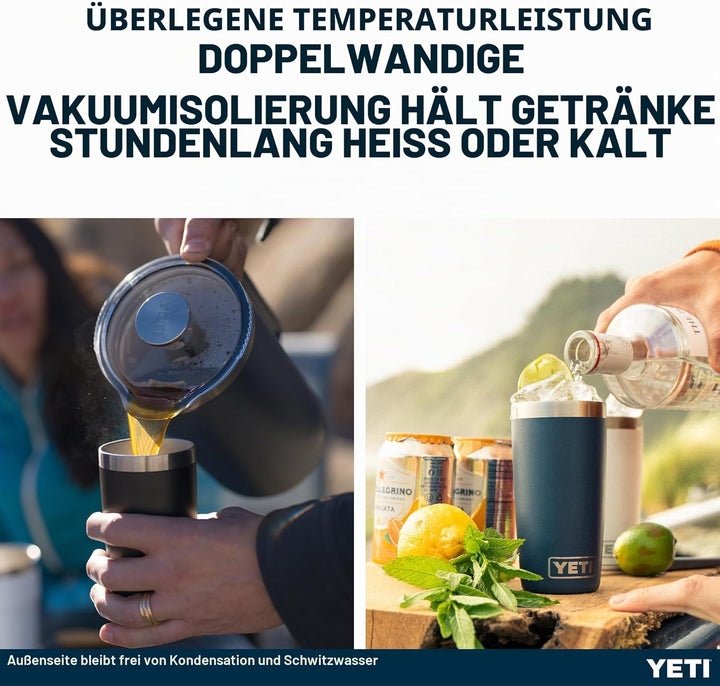 YETI Rambler Thermobecher 10 oz (295 ml) Black Forest Green – Kaffeebecher To Go, Thermotasse mit ab