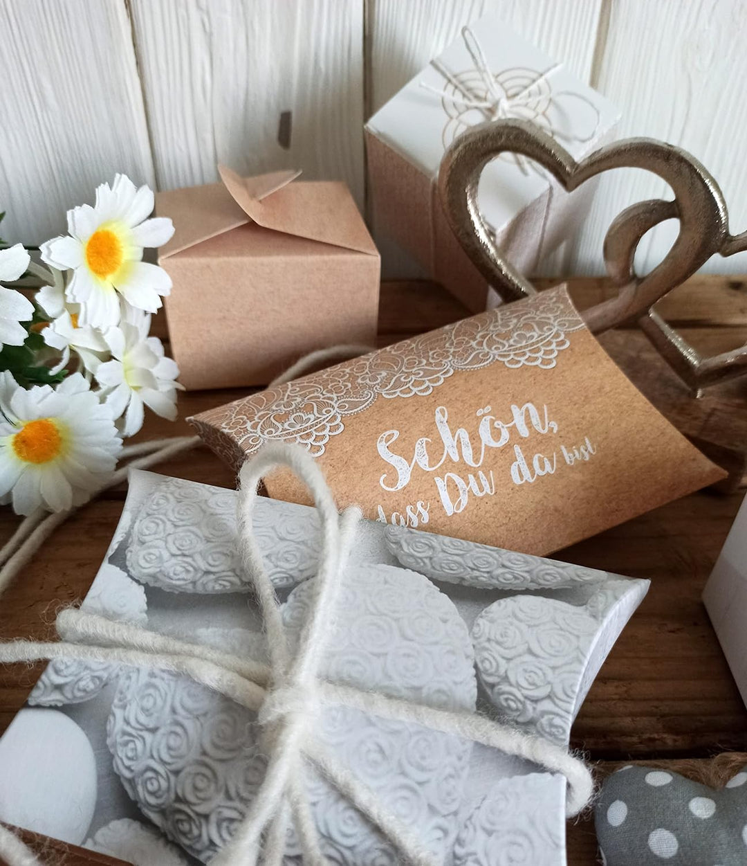 Logbuch-Verlag 100 Gastgeschenke Schachteln Hochzeit SCHÖN DASS DU DA BIST Geburtstag Gäste Geschenk