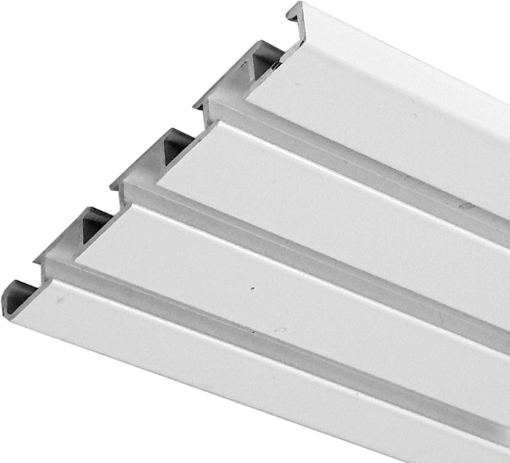 Vorhangschiene Aluminium - Weiss "3 Lauf" 120cm - Flache Gardinenschiene (7mm) - inkl. Vorhanggleite