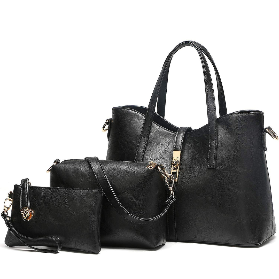 AILLOSA Handtasche Damen Gross Handtaschen Set Für Frauen Umhängetasche Taschen 1-schwarz, 1-schwarz